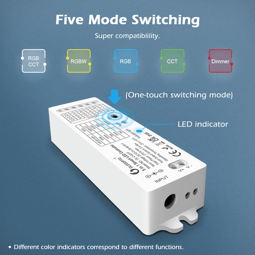 Zigbee 5In1 LED Light Controller Voice/APP/RF Remote Control Zigbee 5In1 LED Light Controller Voice/APP/RF Remote Control